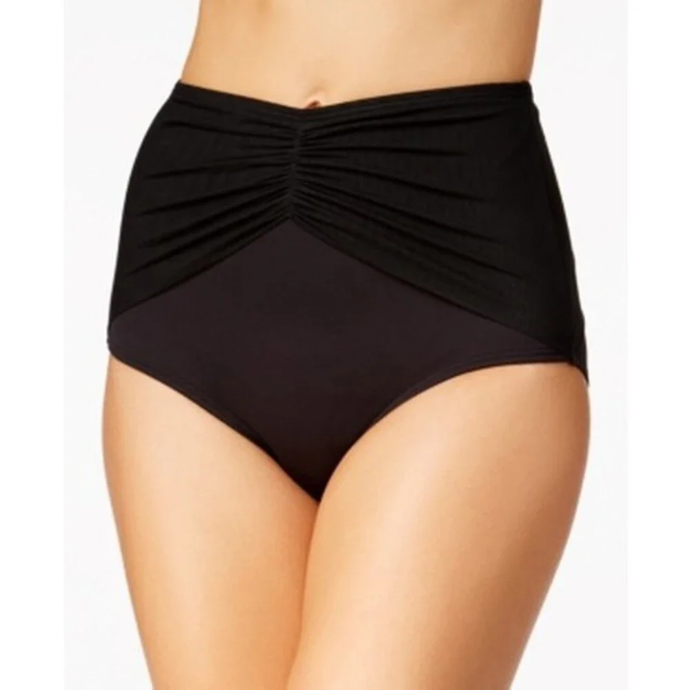 Coco Reef Diva Mesh High-Waist Bikini Bottoms Women's M Cast Black Elastic Waist